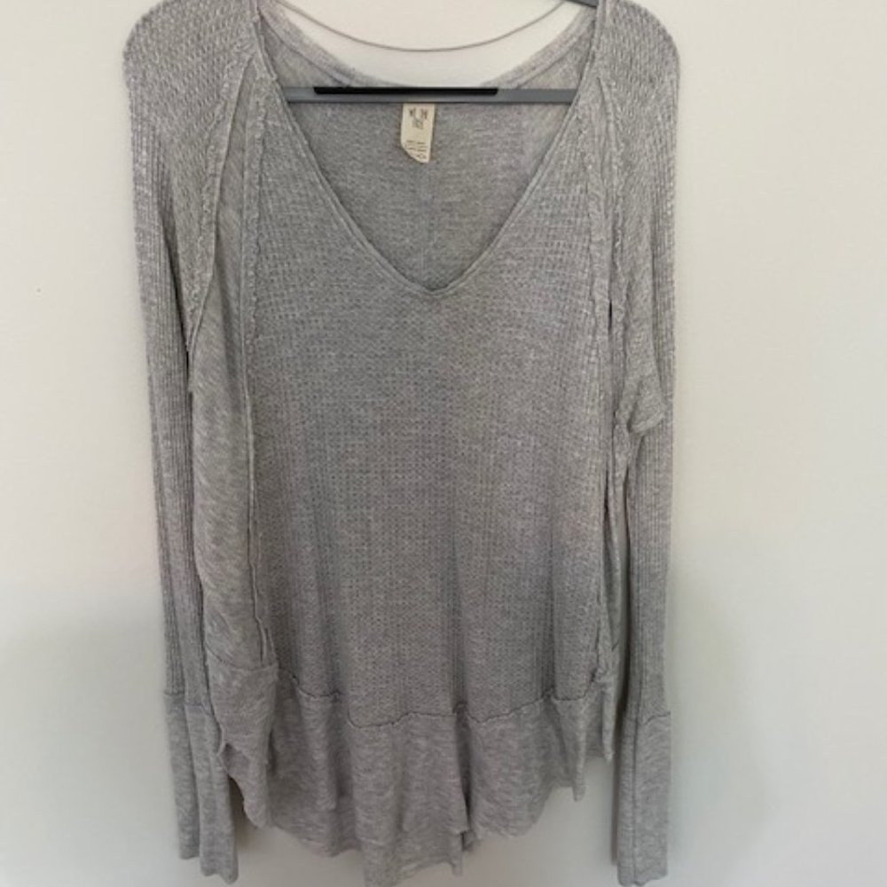 oversized FREE PEOPLE grey thermal knit